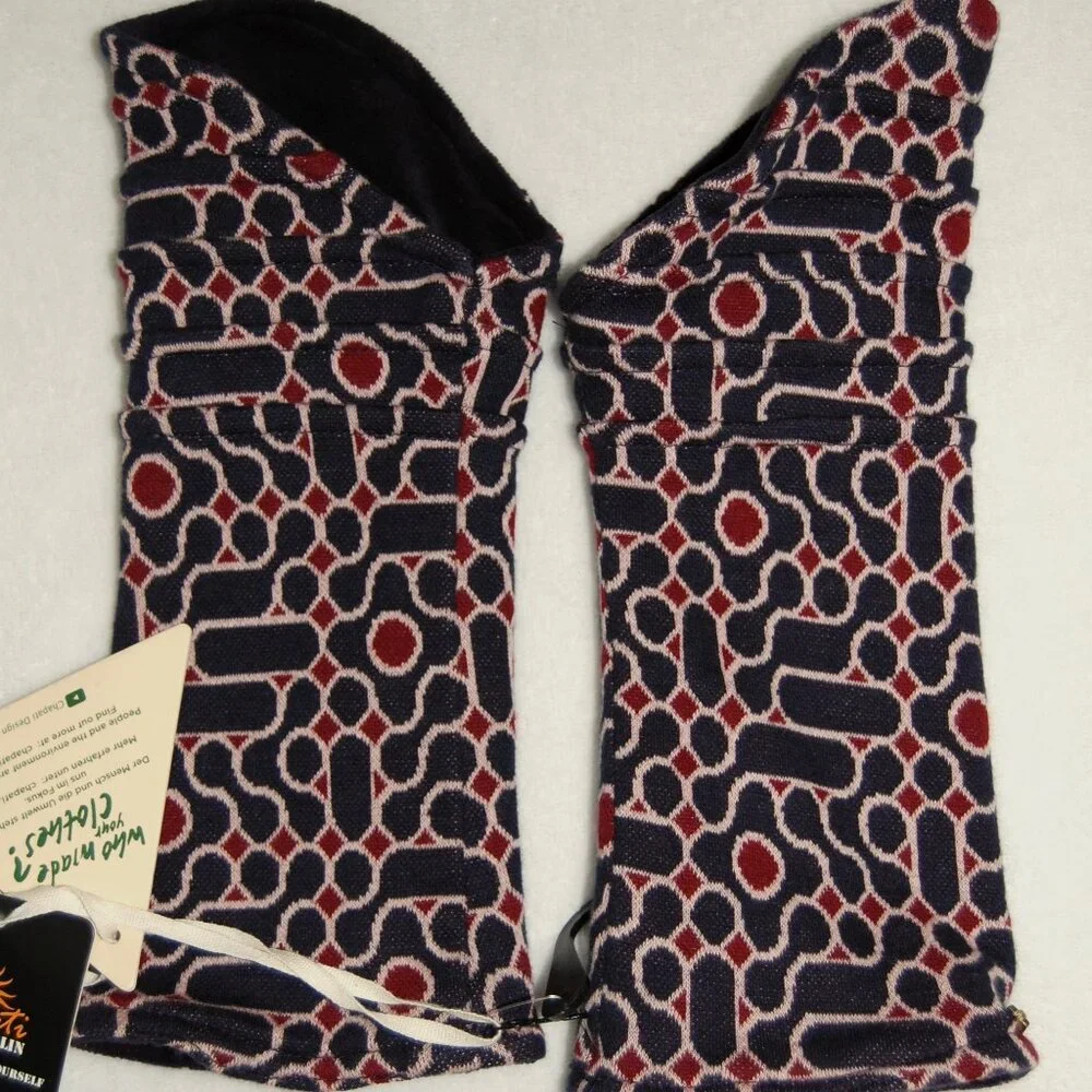 Chapati Berlin, Organic Cotton Velvet Fingerless Gloves, Reversible, Women OS